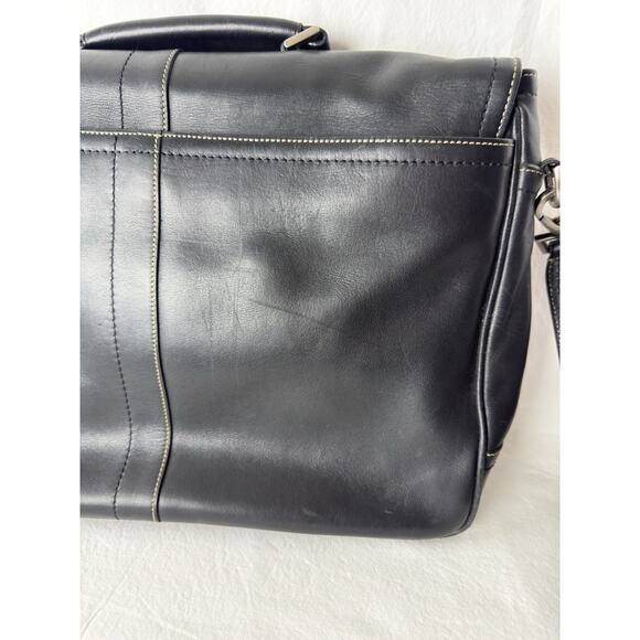 Coach Transatlantic 70035 Black Leather Men’s Laptop Briefcase Messenger 16x11 - Picture 6 of 16
